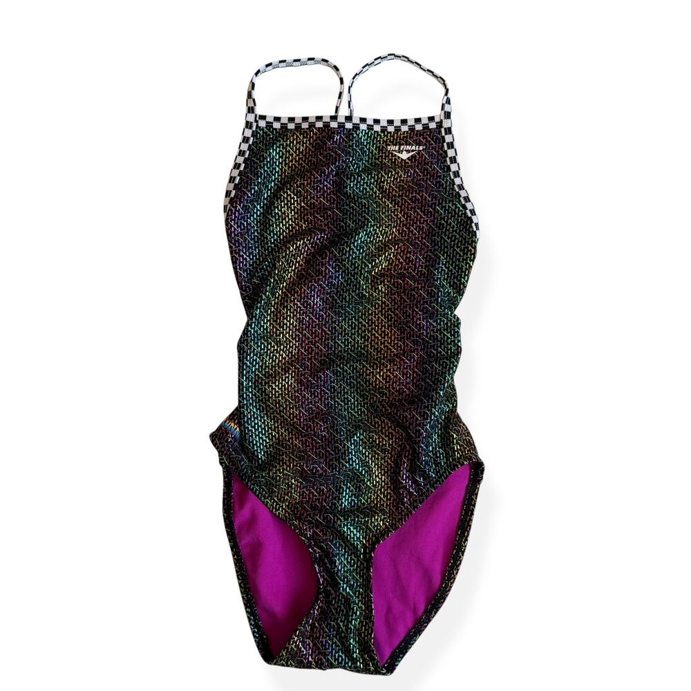 NEW The Finals Girls Glitz and Glam Foil Swimsuit size 26